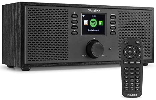 Audizio Rimini Internet Digital Radio with Bluetooth - Black, WiFi Internet Radio Tuner, 2.4 Colour Screen, Alarm Clock, Digital Radios, Multi-Preset, Sound, USB Charging Port