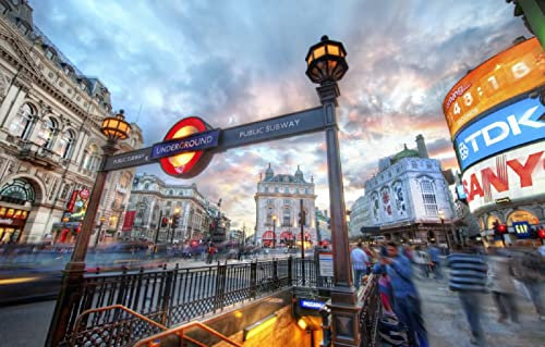 LHJOYSP funny puzzles for adults 1000 pieces City Street London Underground 75x50cm