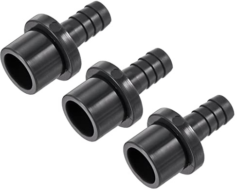 sourcing map Lot de 3 raccords de tuyau en PVC cannelé 10 mm x 20 mm OD robinet droit adaptateur de tuyau raccord rapide, noir
