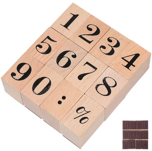Holzstempel Zahlenstempel Holz Gummistempel DIY Nummer 0 bis 9 Stempel Dekoration Set für Kartenherstellung Planer Scrapbooking Zubehör