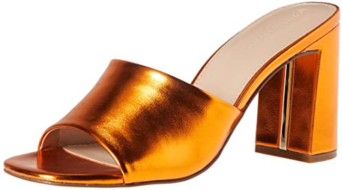 The Drop Pattie Sandalias Destalonadas de Tacón de Bloque para Mujer, Naranja fuego metálico, 37