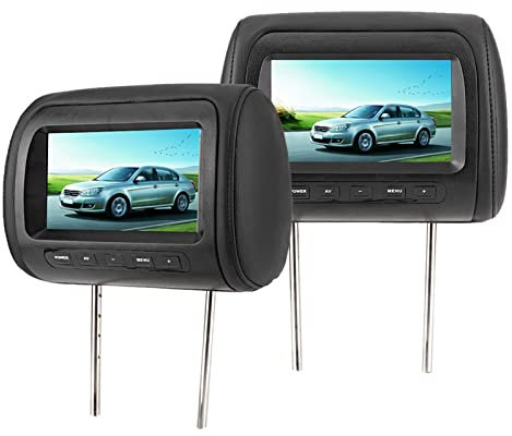 2 Uds 7 en Control Inalámbrico Reposacabezas Ajustable LCD Reproductor de Vídeo MP5 Pantalla Negro Coche Reproductor de DVD Monitor de Reposacabezas
