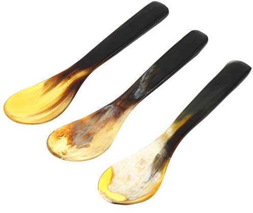 UPKOCH 3 StüCk NatüRliche HornlöFfel, 13.5 Cm Kleine EierlöFfel, ZufäLlige Farben, Ideal FüR Kuchen, Desserts Und Kaffee, Langlebig Und Sicher FüR Zuhause