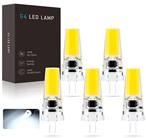 BVCL G4 LED Lampen, AC/DC 12-24V 5W G4 LED Birnen Kaltweiß 6000K 450LM, 5W=50W Halogenlampen, Dimmbar Flimmerfrei, 5er Set