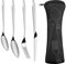4-Teiliges Besteck-Set Tragbare Bestecktaschen Campingbesteck aus Edelstahl mit Etui Besteckset mit 2 Löffel, Messer, Gabel Outdoor Reisebesteck Set für 1 Person, Reisen Camping Schule Lunch (Schwarz)