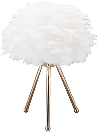 Lampe de Table en Plumes, Contrôle Tactile 3 Couleurs, luminosité Réglable, Lampe de Chevet Rechargeable par USB, Veilleuse de Bureau de Décoration pour Chambre, Restaurant (Blanc)