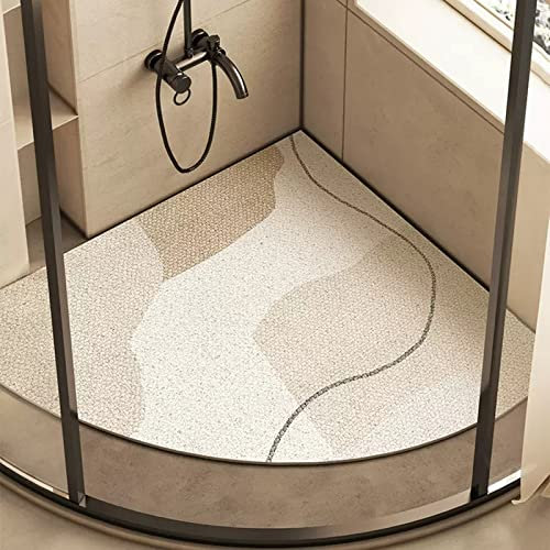 AHDFY Tapis De Douche d'angle AntidéRapant pour Douche IntéRieure, Tapis De Douche Quadrant Anti-Moisissure avec Drain, Tapis De Bain IncurvéS pour Douche d'angle,D,65x65cm