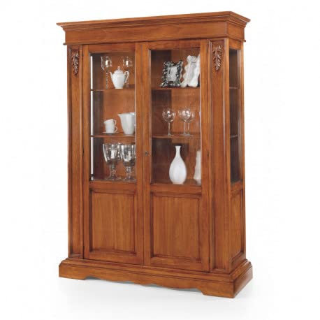 Mar.c.a. Design - Vetrinetta Arte Povera in Legno 155x48x210 cm - 2 Ante vetro con Base Piatta Made in Italy