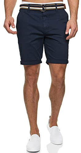 Indicode Herren INCunning Chino Shorts mit 4 Taschen aus 98% Baumwolle | Bermuda Sommershorts für Männer Navy, S