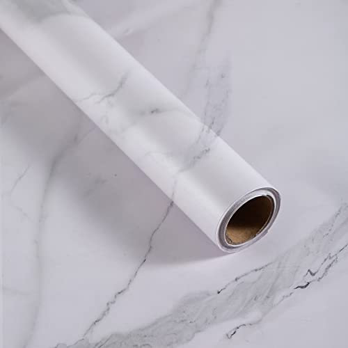 JSEVEM 40CM×3M White Grey Pattern Marble Wallpaper Peel and Stick Self Adhesive Vinyl Wrap Waterproof Gray Granite Contact Paper Sticky Back Plastic Roll Wall Stickers for Countertop Worktop Bedroom