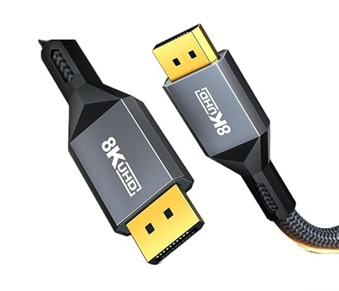 3M/10FT 8K DisplayPort Cable Lead 1.4/2.0 DP to DP Cord 8K@60Hz, 4K@144Hz, 2K@240Hz 3D HBR3 Free-Sync G-Sync 32.4Gbps UHD HDR10 DSC 1.4 FEC Adapter Extension for Laptop,PC,Gaming Monitor,Graphic Card