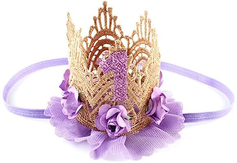 NOLITOY Glitzer Zum 1. Geburtstag Krone Geburtstag Tischdeko Geburtstag Geburtstagskrone Baby 1. Geburtstag Babygeburtstag 2 Coronatest 1 Jahr Kleines Geschenk Neugeboren Kind Violett