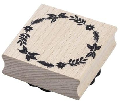 Artoz Stempel – Holzstempel – „Kranz“ – 60 x 60 mm – Motivstempel zum Kartenbasteln für Weihnachten, Einladungen, Grüße