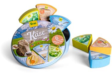 Erzi 17061 Käseecken in der Dose aus Holz, Kinderküche, Kaufladenartikel für Kinder, Rollenspiele
