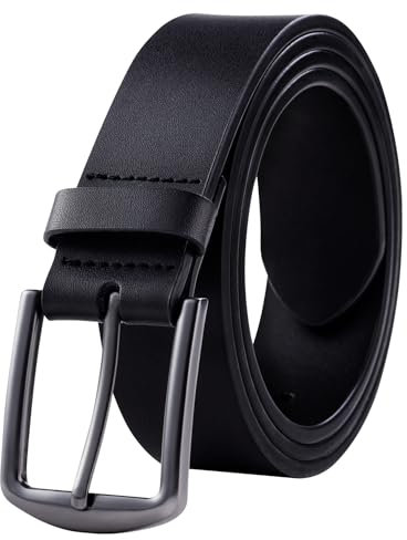 KM Legend Herren Leather-Classic & Fashion for Work Business and Casual Gürtel, Krokodil-Schwarz, 38