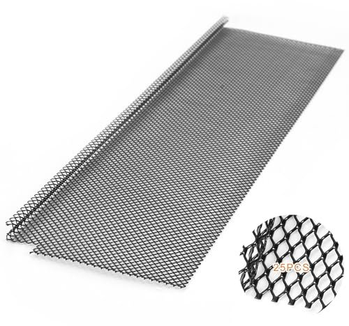Blulu Dachrinnenschutz, Dachrinnenschutz, pulverbeschichtet, verdickter Stahl, schwarz, Dachrinnenschutz, schützt vor Ästen, Blättern, Schmutz, 25 Stück