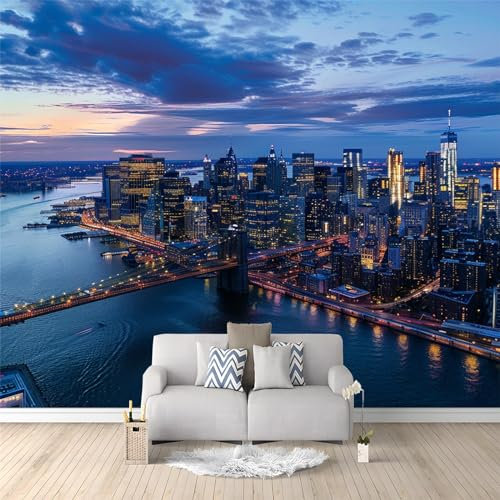 Art Fotomurales Vista Nocturna de los Edificios de la Ciudad 250 x 175 cm Lana Fondo De Pantalla Decoración De Pared Sala Cuarto Oficina Salón