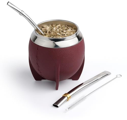 BARGRIN Mate Argentino de Plastico elegante y Duradero - Mate Forma Vaso Torpeto y Fácil de Limpiar - Vaso Mate Con Dos Bombillas y Cepillo Para Limpiar 280ml