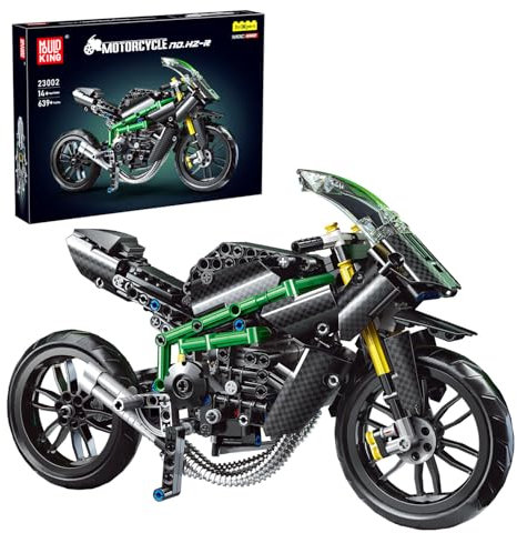 Mould King 23002 Technik Kawasak Ninjaa H2R Klemmbausteine Motorrad Spielzeug Rennen Supermotorrad Bausteine Kompatibel mit Andere Marken (639 Teile)