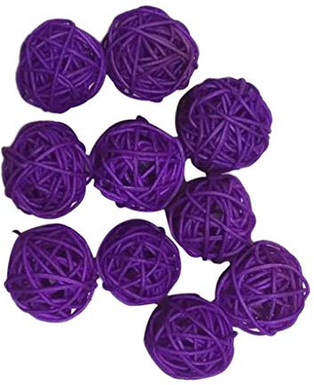 10 palline di vimini da 3 cm, per Natale, matrimoni, feste, artigianato, colore: viola