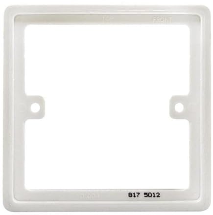 BG Nexus White 1 Gang Single 10mm Depth Square Spacer Frame Back Box Plate