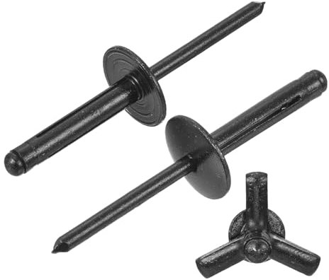 sourcing map 100Pcs 3/16x1 Aluminum Large Head Tri Grip Rivets, Large Flange Tri Grip Rivets for DIY, Sheet Metal, Automotive Repairs, Furniture, Marine Boat (Black)