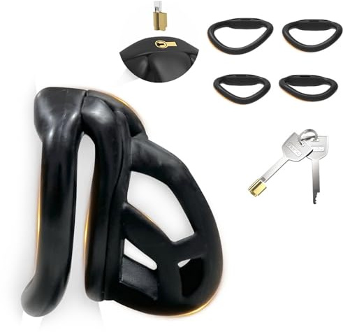AMZII Peniskäfig Super-Unsichtbar Keuschheitskäfig Keuschheitsgürtel (S) | 7.0 Penis Käfig Sex Spielzeug für die Männer,Chastity Käfig Male mit 4 Arc Cockring & Schloss,Cock Cage für Herren