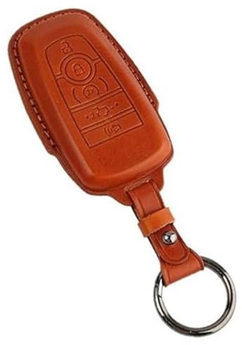 MUEOSI 5 Button Car Key Fob, for Ford, for Mustang, for Explorer, Edge Fusion, for Mondeo, for F-150, F250 2019 Leather Car Remote Key Ring Fob car key shell