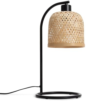 LEDKIA Tischlampe aus Metall und Bambus Adola Natürlich