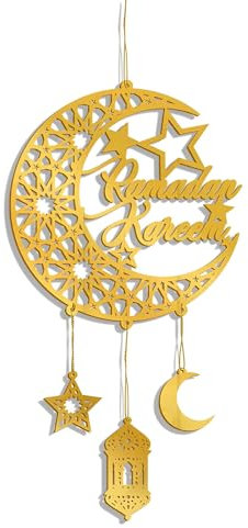 Scinzene Ramadan Eid Mubarak Deko, Ramadan Deko, Ramazan Dekor, Ramadan Dekoration, Deko Ramadan, Ramadan Decorations, Mondform Ramadan Mubarak Party Holz Wandaufhänger Für Islamische Muslimische