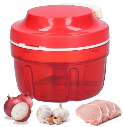 Zwiebelschneider Manuell,Zwiebel Zerkleinerer für Gemüse, Obst, Zwiebeln, Nüsse, Knoblauch (Rot)