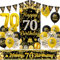 Xietaea Deko 70 Geburtstag Mann Frau - Schwarz Gold 70 Jahr Geburtstagsdeko Banner Luftballons und Wimpel, Stoff Hintergrund XXL Zahlen Ballons für 70 Geburtstagsfeier Dekoration