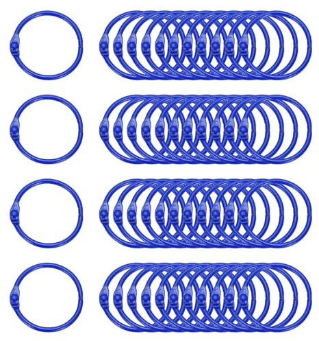 PATIKIL 48 Stück Loose Leaf Binder Ringe, 30mm Metall Offene Kartenringe Heavy Duty Buch Ringe für Schlüssel Index Karten Papier Ringe Büro, Dunkelblau