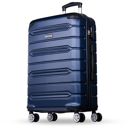 NOWI Handgepäck Koffer leicht – 40L Volumen – 8 Rollen 360° drehbar – Leichter ABS Koffer mit Zahlenschloss & Teleskopgestänge, Kabinentrolley, Handgepäckskoffer, Kabinenkoffer (blau, M)