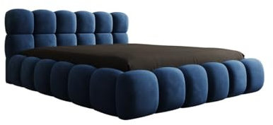 Luxusbetten24 Designer Polsterbett Boston Samt 140x200 mit Stauraum | Bezug: Samt | Farbe: Blau