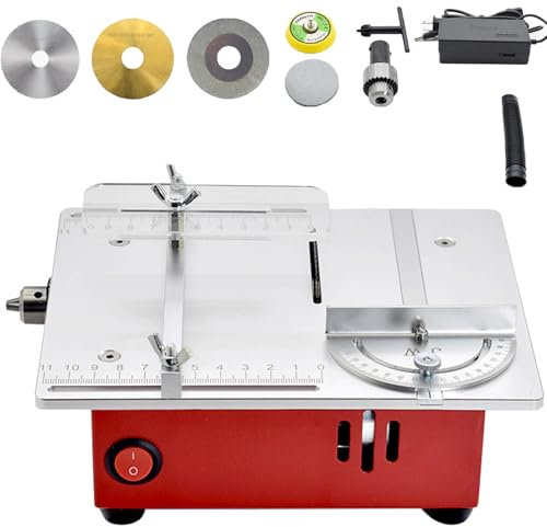 Mini Scie Circulaire sur Table 96 W, Diamètre De Lame 63 Mm, Vitesse De Rotation 9200 TR/Min, Profondeur De Coupe 13,5 Mm, pour Bricolage, Maquettes en Bois Artisanales