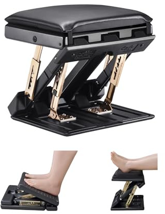 Foot Rest Under Desk, Ergonomic Foot Rest 4 Adjustable Folding Cushion Padded Footstool Non-Slip Foot Leg Rest with Massage Function for Car, Office, Home, Train and Gaming