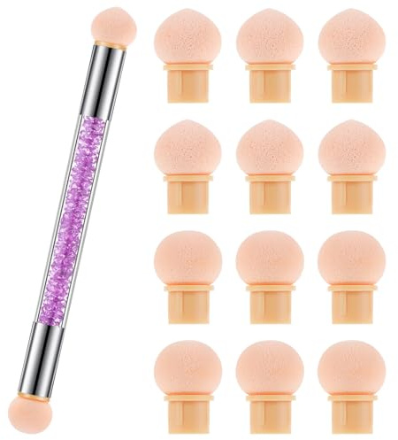 Classicseali Lot de 12 éponge pour bébé boomer, pinceau ombré, têtes éponge de rechange, ombré pour ongles, double tête douce et réutilisable