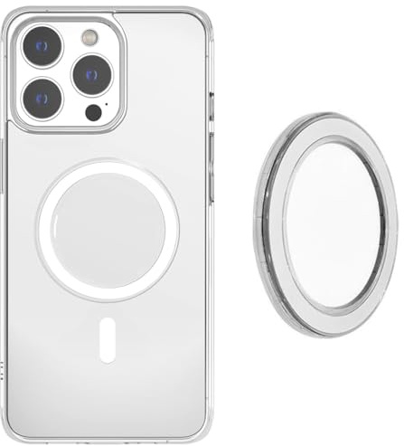 JYNXOR Magnetische Basis Kompatibel mit PopSocket Handygriffen für MagSafe iPhone Serie/Magnet hülle, Abnehmbare Kindle/Telefon-Halter Basis, Dünn & Leicht Tragbare Platte, Matt Transparent
