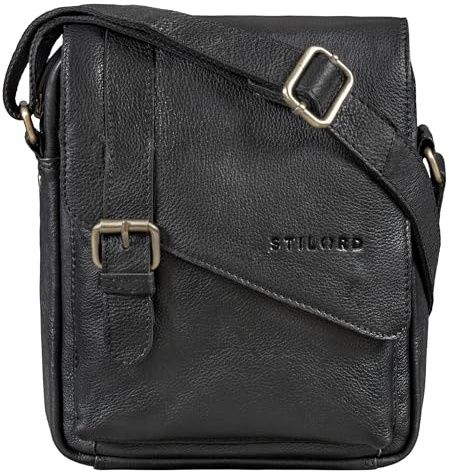 STILORD Ryder Borsello Uomo Pelle Tracolla Piccola Borsa a Tracolla Cuoio Vintage Borselli Messenger Crossbody Bag per Tablet 8 Pollici con Chiusura Magnetica Colore:nero