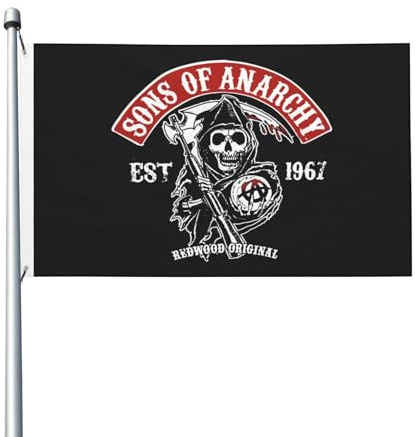 Doppelseitige An*archy TV-Series Sons Flagge Robuste 3x5 Ft Flagge Schnelltrocknendes Gewebe Farbecht und Einfach zu hängen mit Metallösen für Innen- und Außendekoration