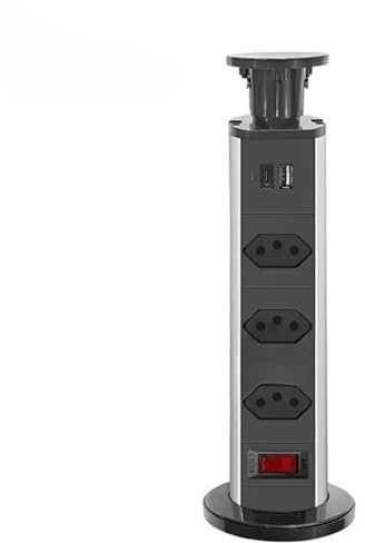 Toma de Mesa Enchufes De Mesa Desplegables, 3 Tomas Corriente, 1 Toma CA USB, 2500 W, For Empotrar En El Escritorio, con Elevación Integrada para encimera de Cocina