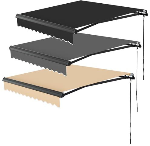 Peviasot Elektrische Markise 300x200 cm, Gelenkarmmarkise mit Fernbedienung für Balkon und Terrasse, wetterfester Sonnenschutz mit 0-45° Neigung, inkl. Montagematerial Hellgrau