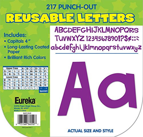 Eureka Back to School Purple Punch Out Letters for Classroom Decoration, 217pc, 4'' H