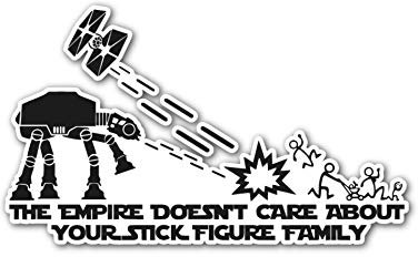 Star Wars inspirierter Vinyl-Aufkleber The Empire Doesn't Care About Your Stick-Figur, für Auto, Fenster, Wand, Laptop, Glas EPIC MODZ