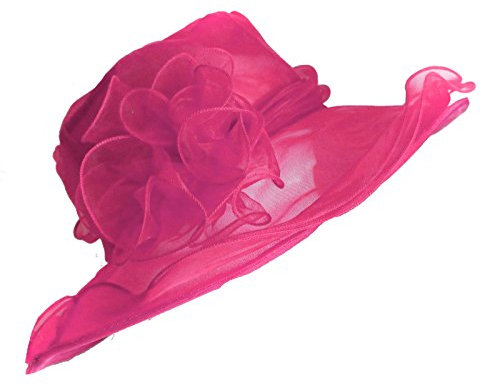 Caprilite Fuchsia Pink Hat Fascinator Wedding Ladies Day Race Ascot Hatinator Brim Organza