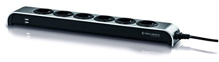 Oehlbach Powersocket 505 - Hochwertige Mehrfach-Steckdosenleiste - Kompaktes Design, 2 High-Power USB Ports für Tablet & Smartphone - anthrazit