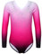ZNYUNE Mädchen Farbverlauf Gymnastikanzug Langarm Kinder Gymnastik Trikot Klassisch 152 PinkRose 14A