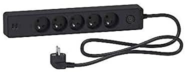 Schneider Regleta múltiple 5 Tomas 2P+T y 2 USB 1,5m Antracita