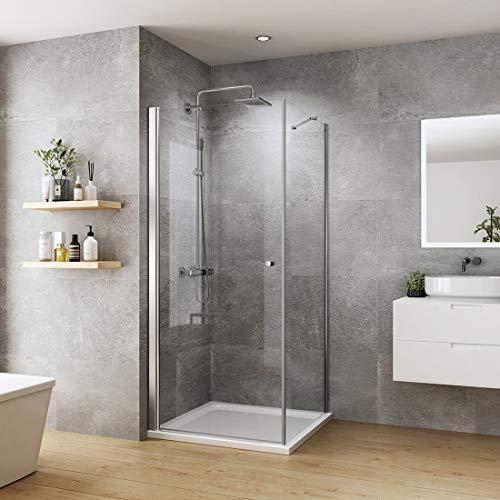 Heilmetz® Duschkabine 80 x 80cm Duschtür Nische Pendeltür mit Dusche Duschabtrennung Schwingtür Glastür Duschtüren Duschwand 6mm ESG Sicherheitsglas mit Beidseitiger Nano-Beschichtung Höhe 185cm
